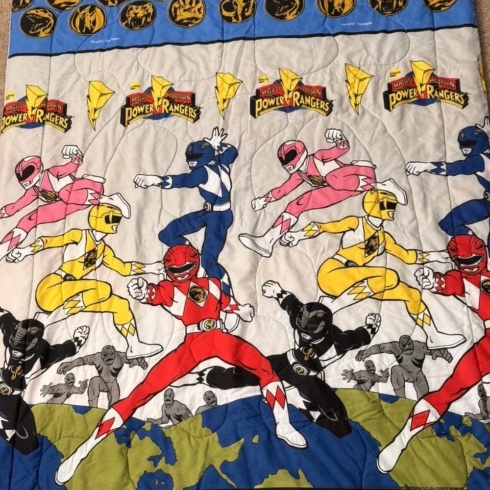 Vintage 1994 Mighty Morphin Power Rangers Twin Comforter Saban Retro Bedding